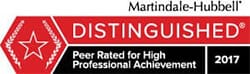 Martindale-Hubbell | Distinguished® | Peer Rated for High Professional Achievement | 2017