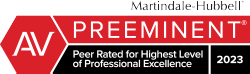 Martindale-Hubbell | AV | Preeminent® | Peer Rated for Highest Level Of Professional Excellence | 2023